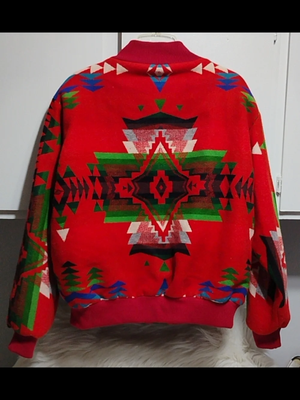 (C-20) RARE! Pinnecoose Designs Navajo Pattern Bomber Jacket Unisex